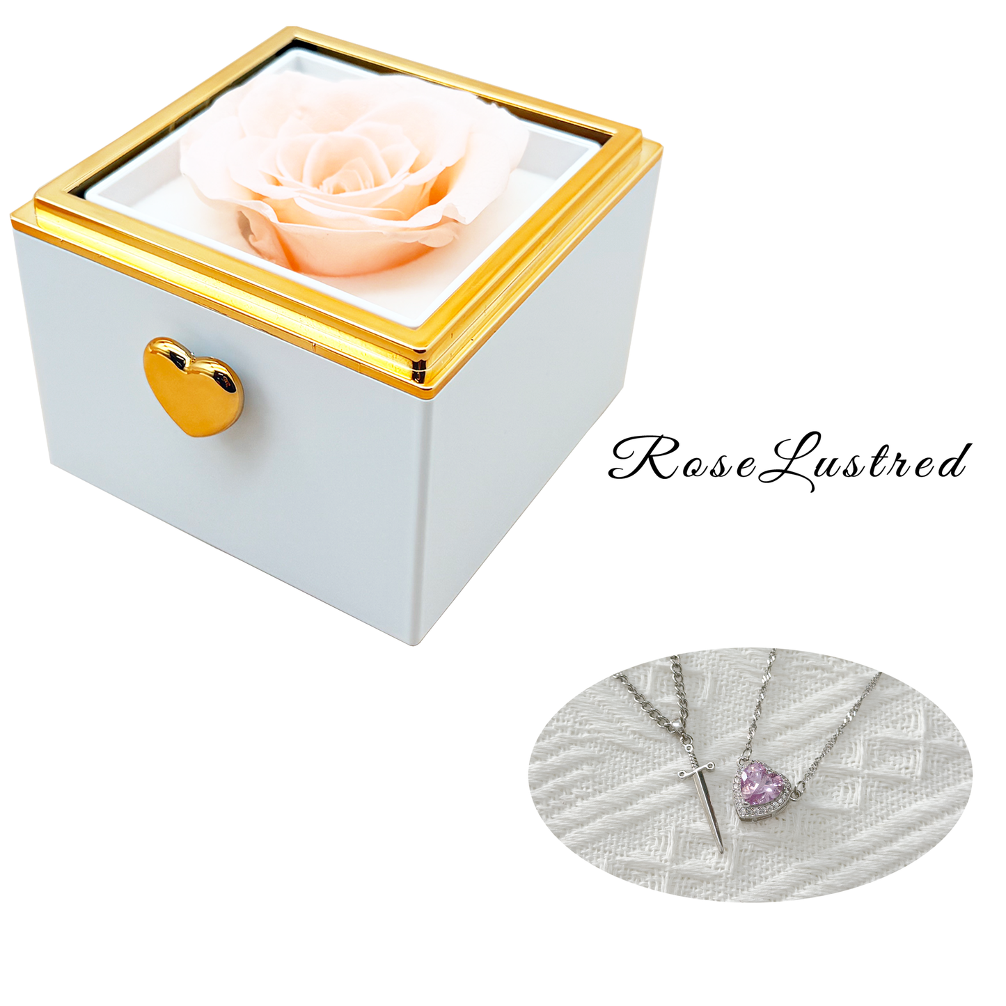 Eternal Rose-Ejection flower box  with Couple  Necklace · Romantic Gift Box