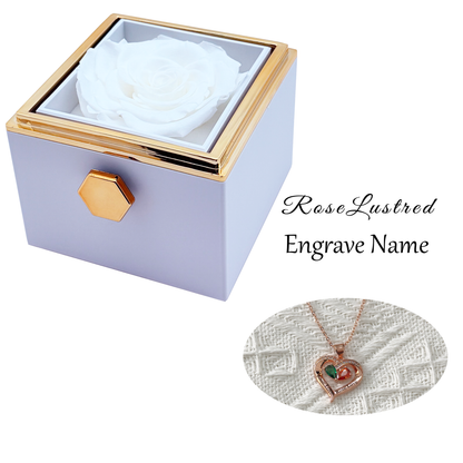 Eternal Rose - Eternal Rotating Flower Box with  Custom Engraved Necklace · Romantic Gift Box