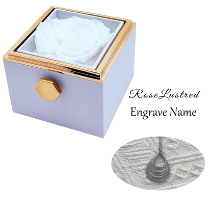 Eternal Rose - Eternal Rotating Flower Box with  Custom Engraved Necklace · Romantic Gift Box