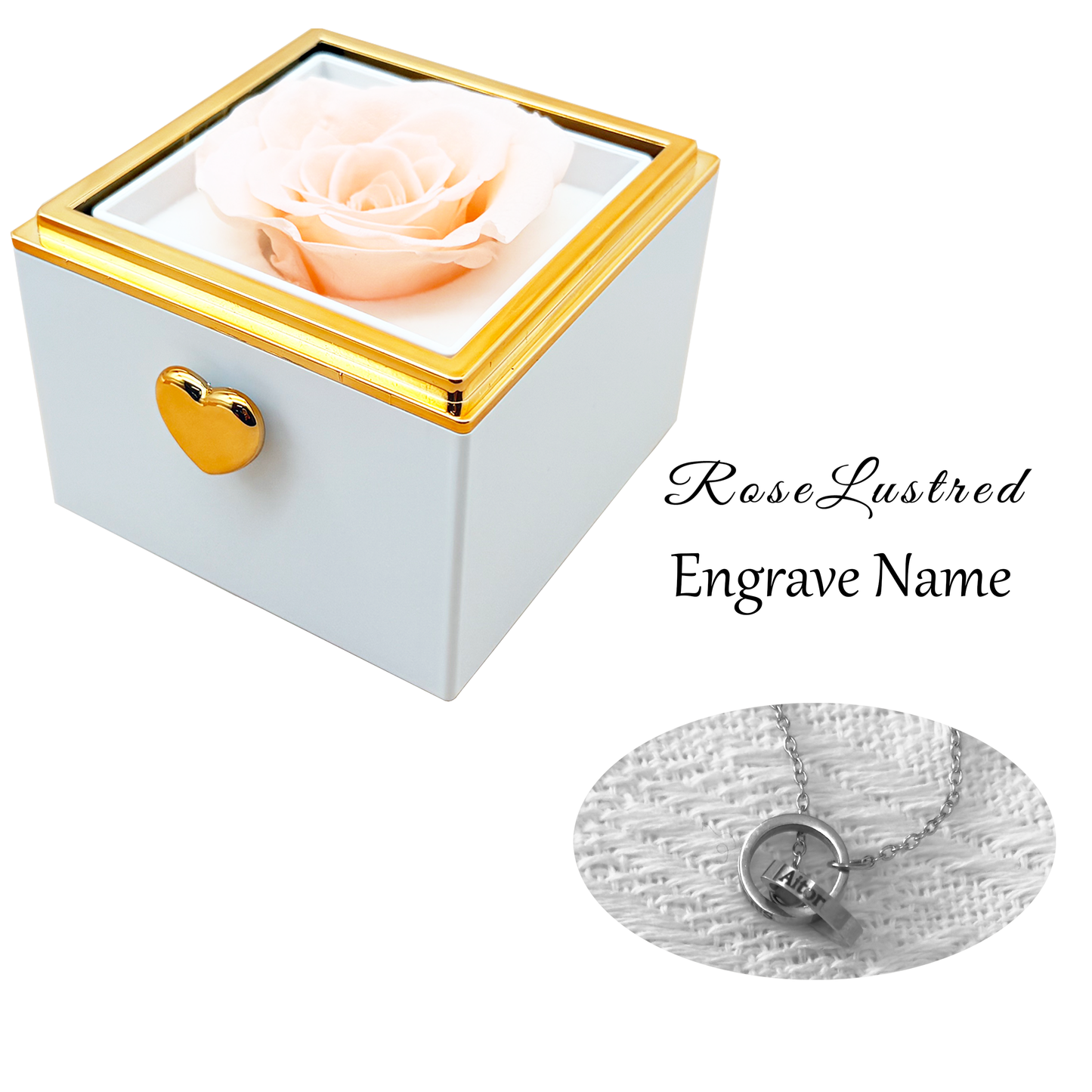 Eternal Rose-Ejection flower box  with Custom Engraved Necklace · Romantic Gift Box