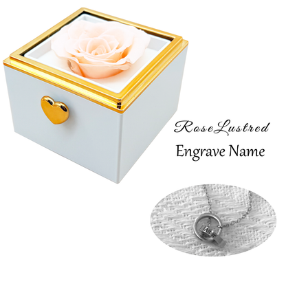 Eternal Rose-Ejection flower box  with Custom Engraved Necklace · Romantic Gift Box