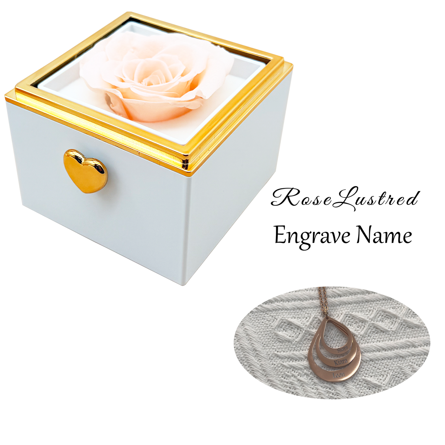 Eternal Rose-Ejection flower box  with Custom Engraved Necklace · Romantic Gift Box