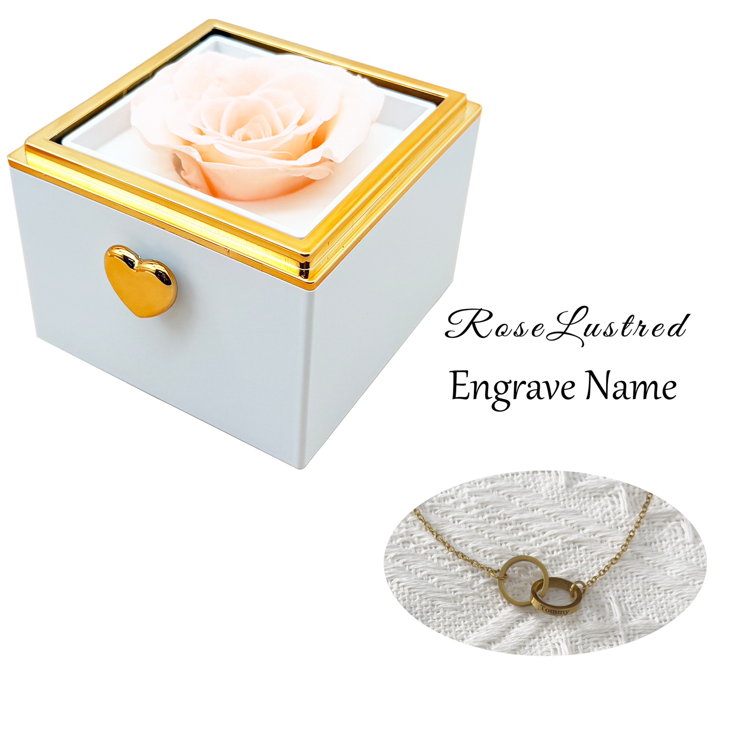 Eternal Rose-Ejection flower box  with Custom Engraved Necklace · Romantic Gift Box