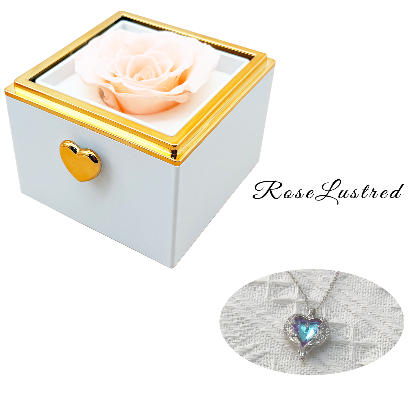 Eternal Rose-Ejection flower box with Colored diamond necklace · Romantic Gift Box