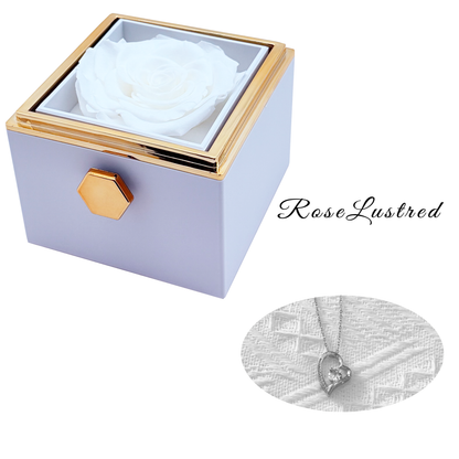 Eternal Rose - Eternal Rotating Flower Box with heart love diamond  Necklace · Romantic Gift Box